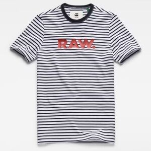 G-Star RAW Resistor Tshirt Nautical Striped Organic Cotton Slim Fit Tee Preppy M